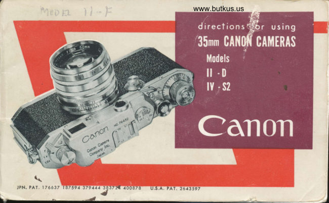Canon I-D / IV-S2 manual cover