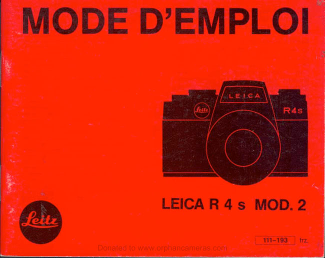LEICA R4s MOD 2 manual cover
