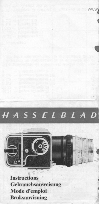 Hasselblad extension tubes and proxar lens manual cover