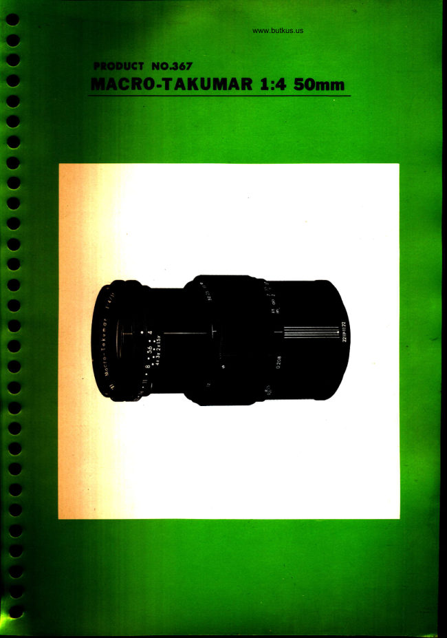 Pentax Macro Takumar 50mm F4 manual cover