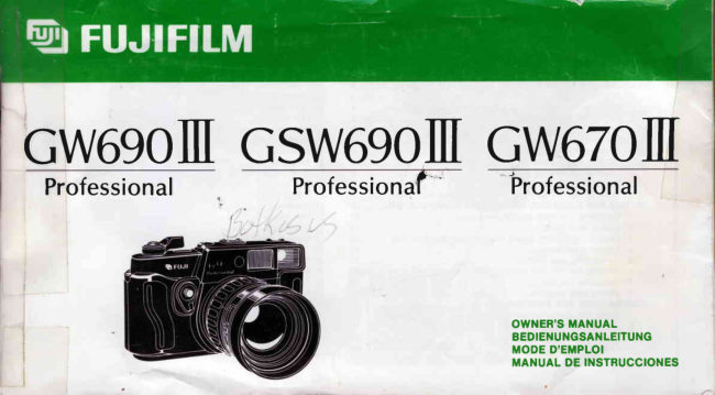 Fujifilm GW690 III manual cover