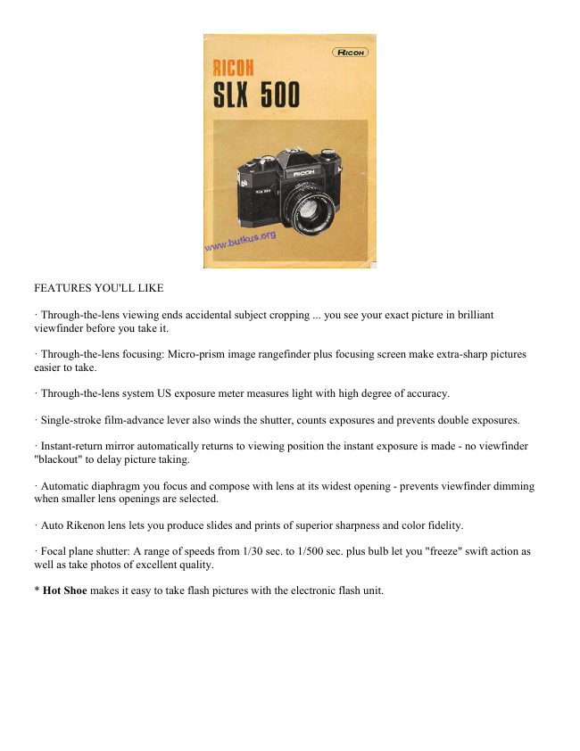 Ricoh SLX 500 manual cover