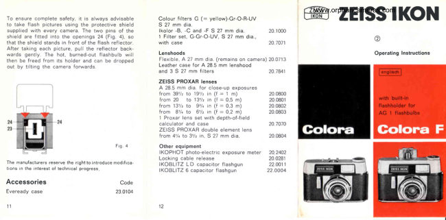 Zeiss Ikon Colora / Colora F manual cover