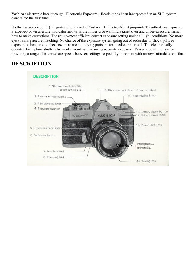 Yashica TL Electro-X manual cover