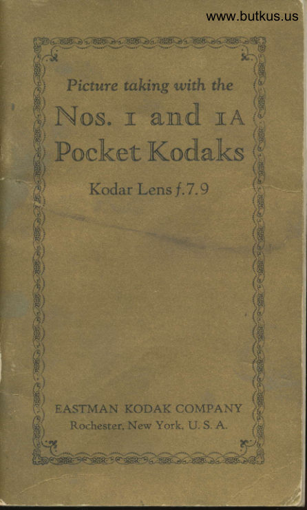No 1 and 1A Pocket Kodak manual cover