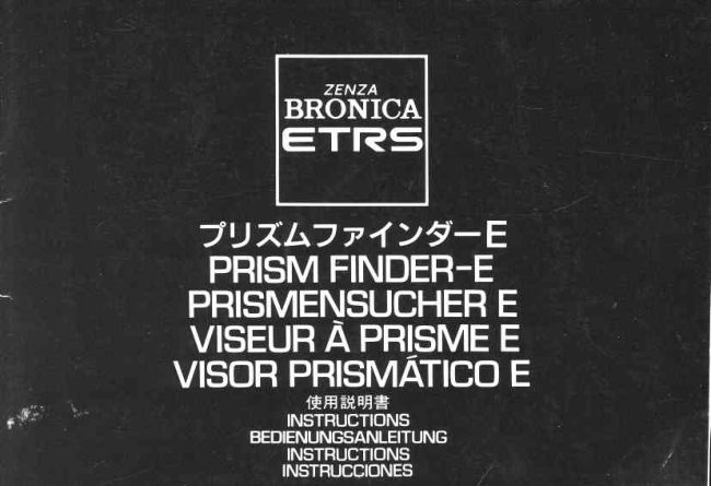 Bronica ETRS prism finder manual cover