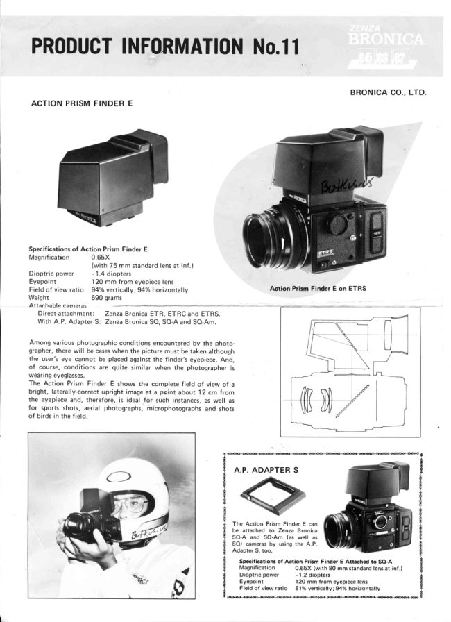 Bronica Action Finder manual cover