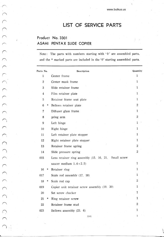 Asahi Pentax Slide Copier manual cover