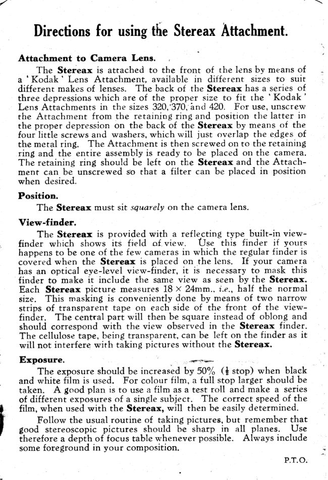 Stereax Stereo attachment manual cover