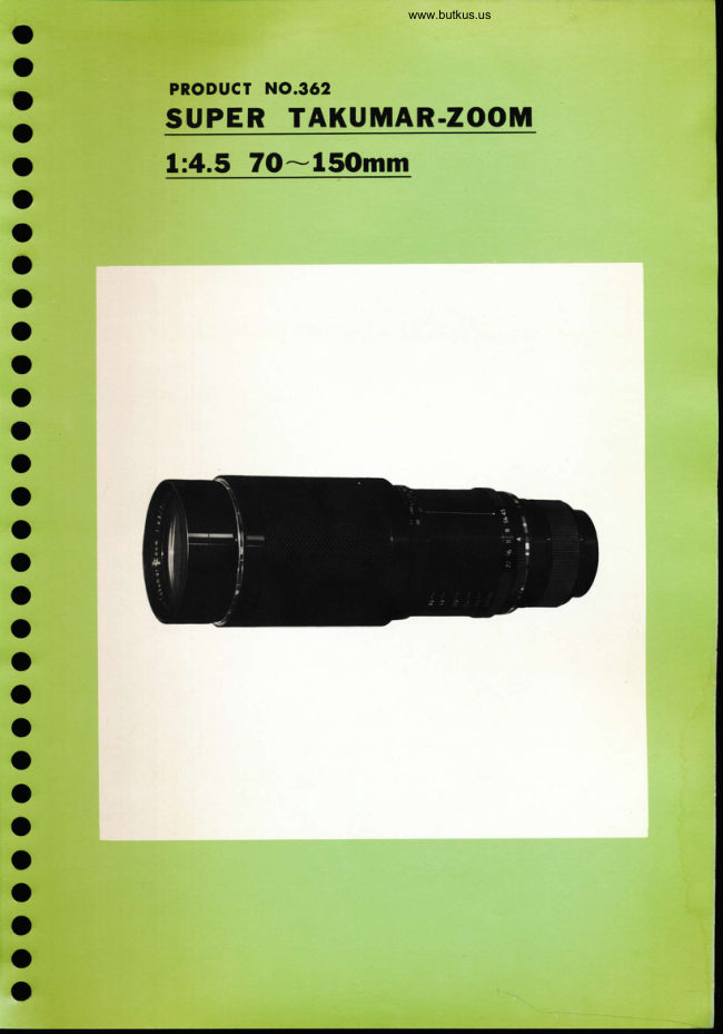 Pentax Super Takumar Zoom 70-150mm manual cover