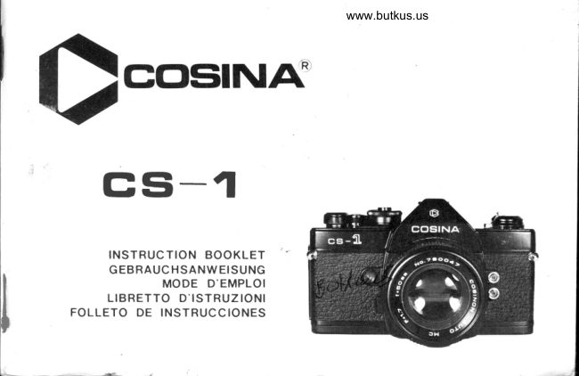 Cosina Cs 1 Lanugages manual cover