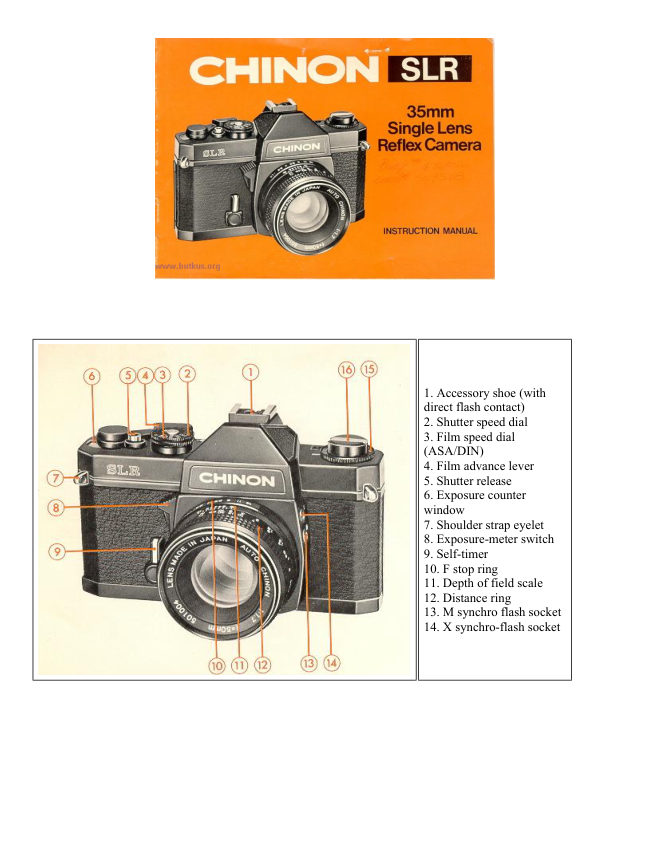 CHINON SLR manual cover