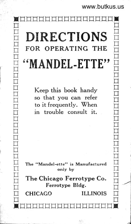 MANDAL-ETTE manual cover