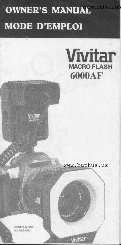 Vivitar macro flash 6000AF manual cover