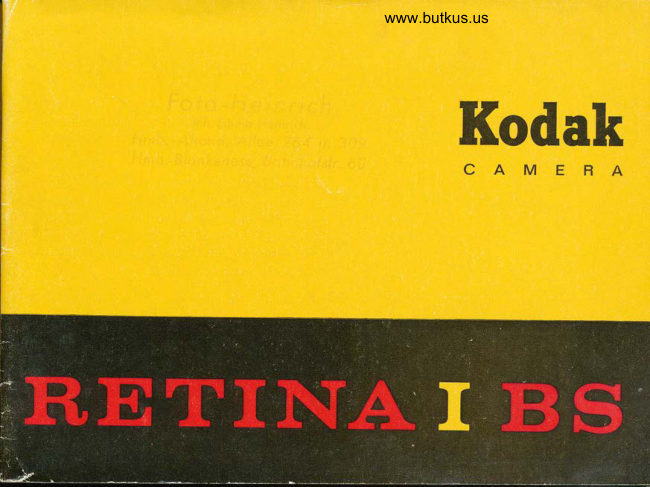 KODAK RETINA 1 BSDEDIENUNGSANLEITUNG manual cover