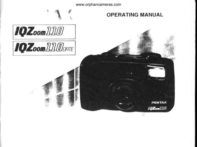 Pentax IQZoom 110 / IQZoom 110 date manual cover