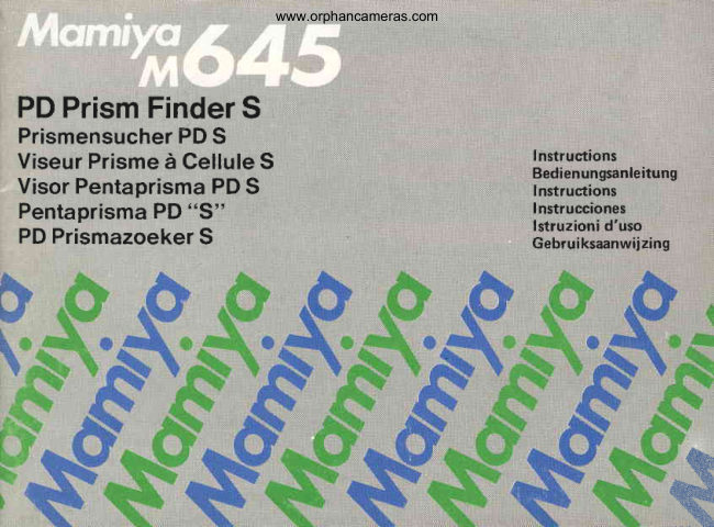 Mamiya M645 PD Prism Finder S manual cover