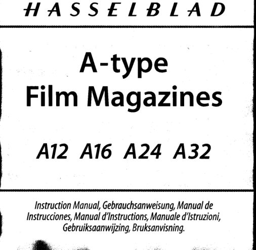 Hasselblad A-type film magazines manual cover