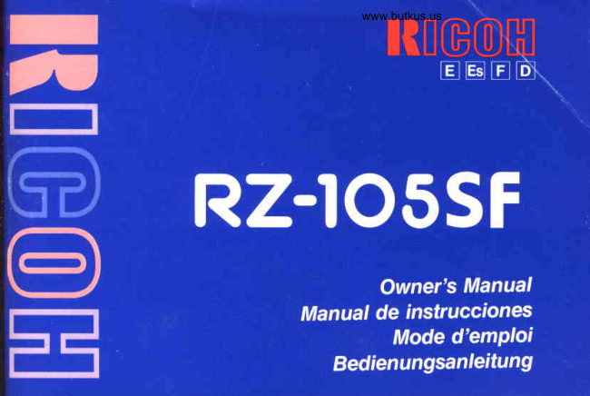 Ricoh Rz 105SF manual cover