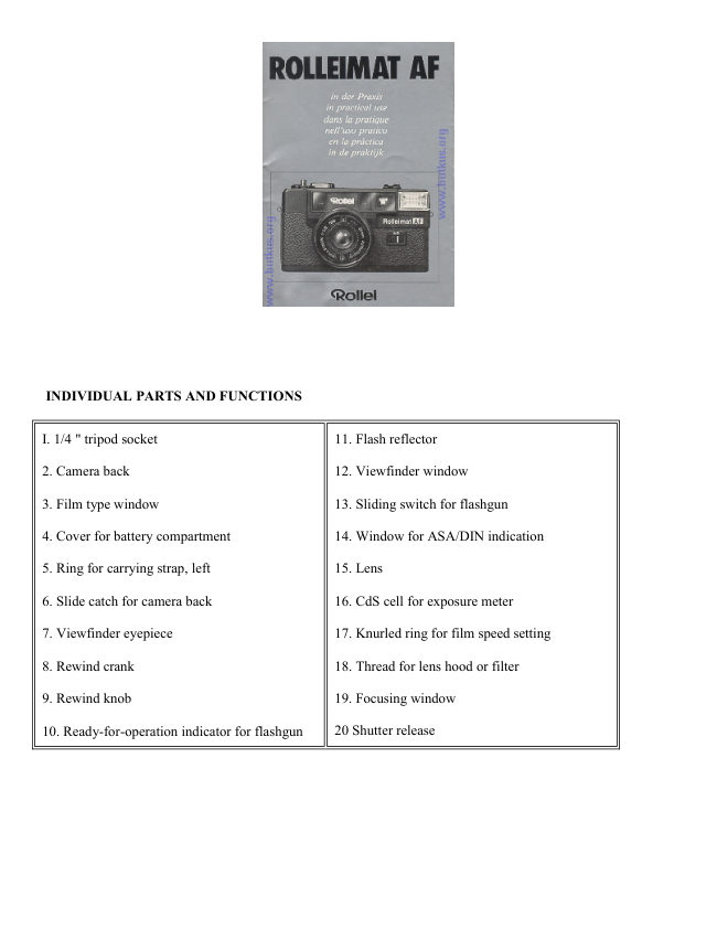 Rolleimat AF manual cover