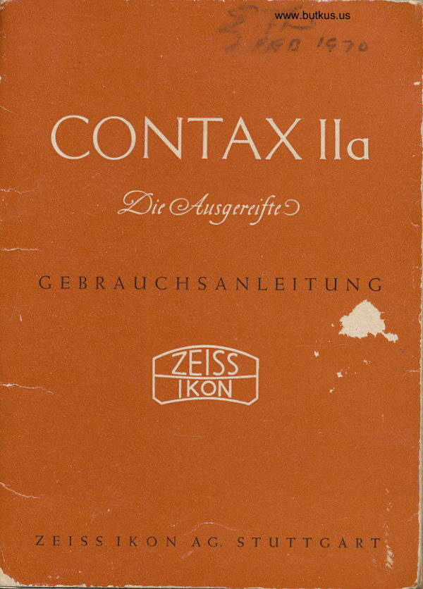 Zeiss Ikon Contax IIa manual cover