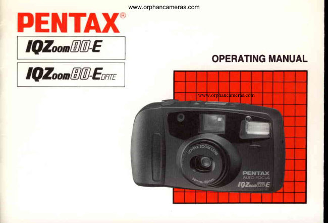 Pentax IQZoom 80-E / IQZoom 80-E date manual cover