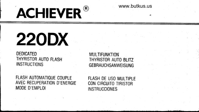 Achiever 220DX manual cover