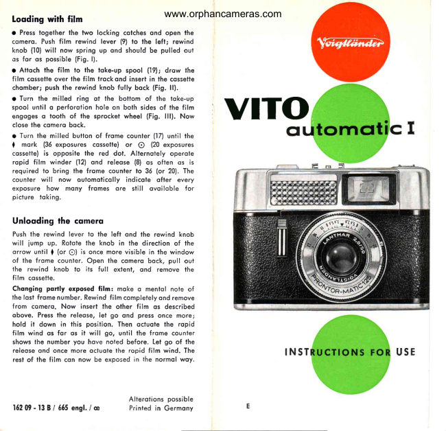 Voigtlander Vito automatic I manual cover