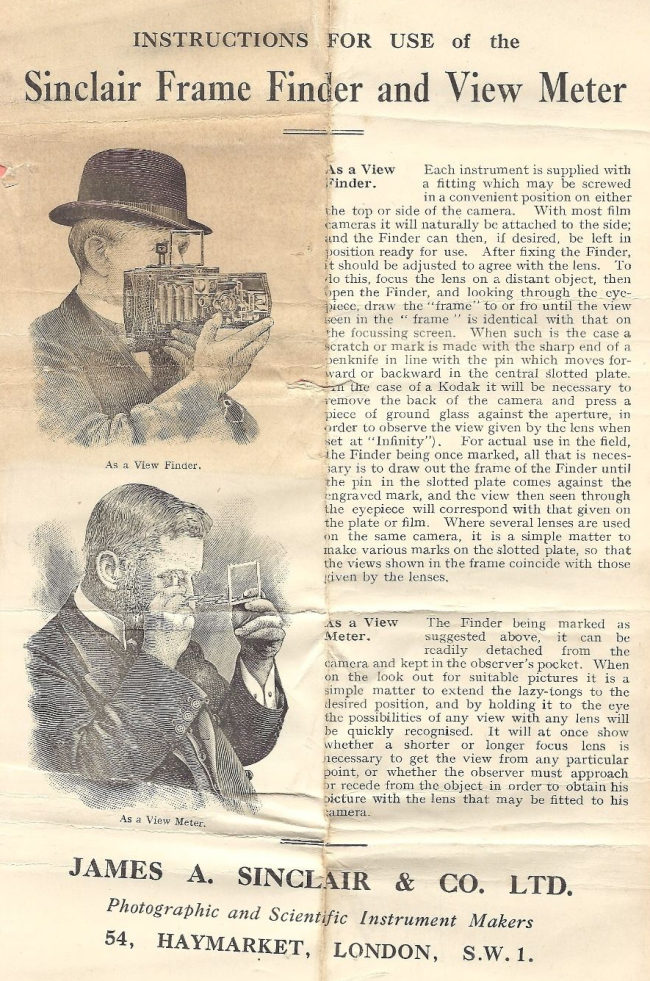 Sinclair Frame and View Meter manual cover