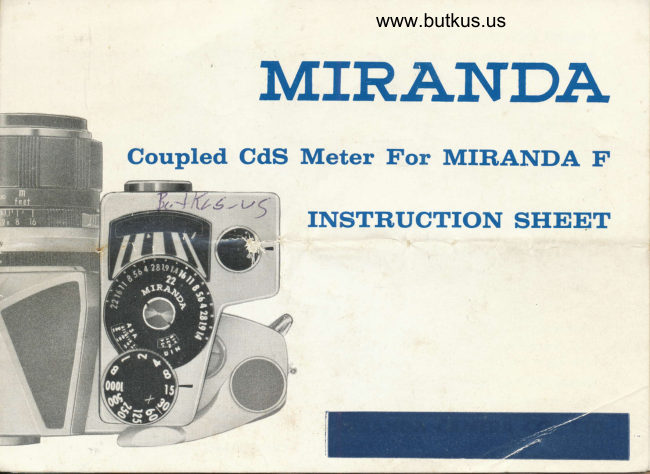 Miranda Coupled CDs meter for model F manual cover