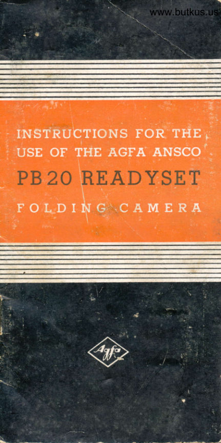 Agfa Ansco PB20 ReadySet manual cover