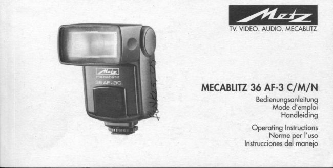 Metz Mecablitz 36 AF 3 Gr Fr D manual cover