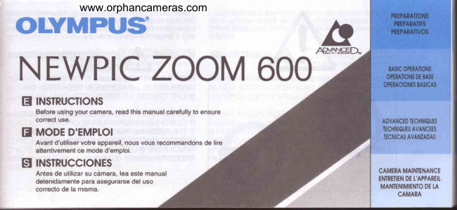 Olympus NewPic Zoom 600 manual cover