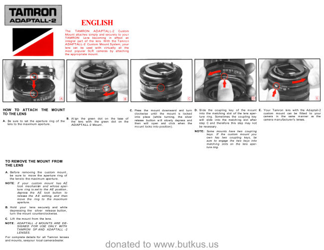 Tamron Adaptall-II manual cover
