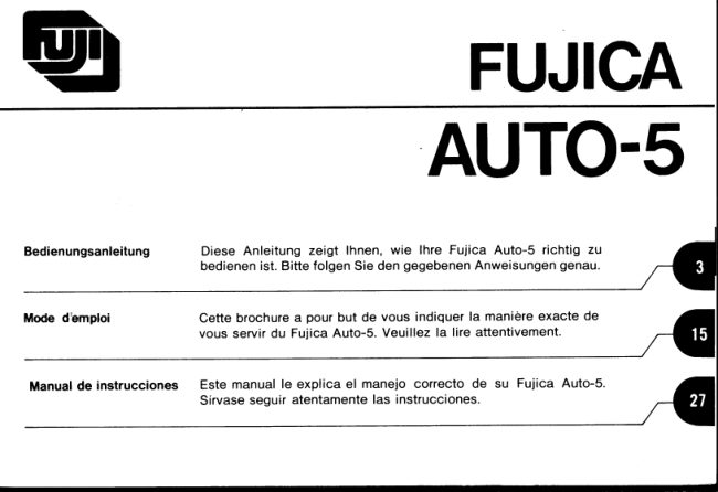 Fujica Auto 5 manual cover