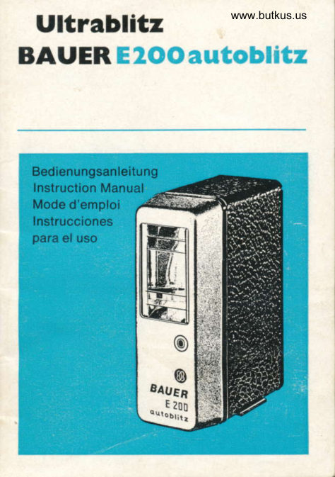 Ultrablitz Bauer E200 Autoblitz manual cover