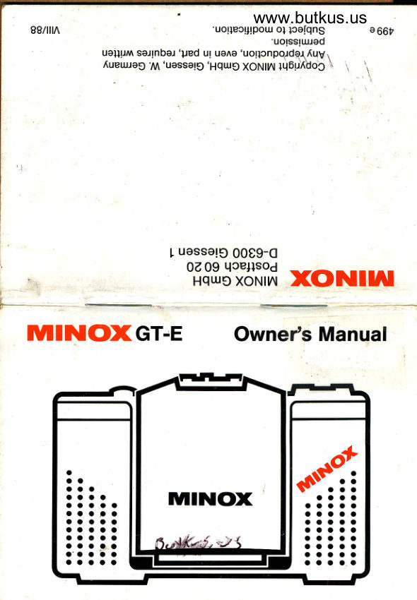 MINOX GT-E manual cover