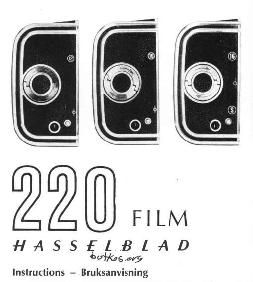 Hasselblad 220 Film Backs manual cover