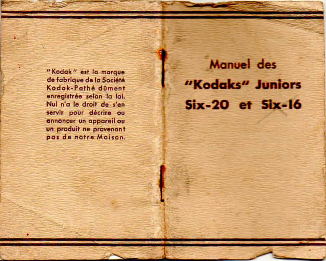 Kodak Junior Six-20 and Six-16 manual cover