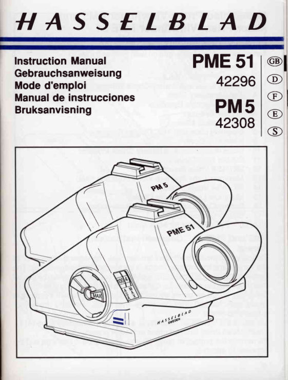 Hasselblad PME51 / PM5 manual cover