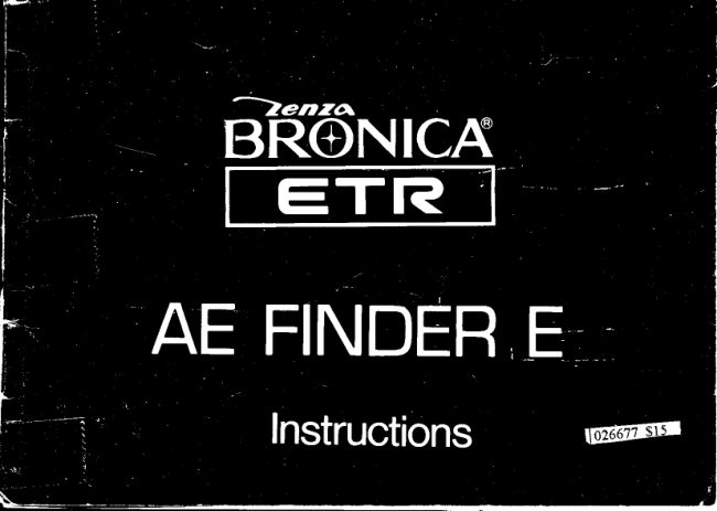 Bronica AE Finder E manual cover