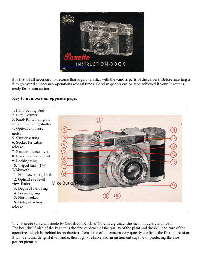 Braun Paxette manual cover
