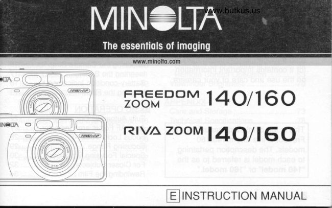 Minolta Freedom Zoom 140 / 160Minolta RIVA Zoom 140 / 160 manual cover