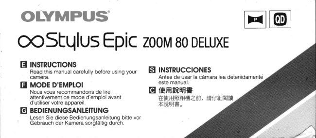 Olympus Stylus Epic Zoom 80 Deluxe manual cover