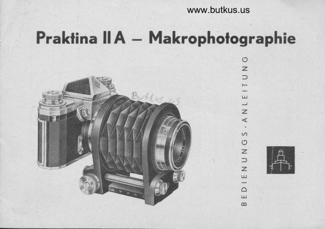 Praktina IIa bellows Praktina bellows manual cover