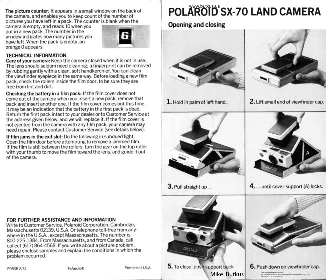 Polaroid SX-70 Quick Start manual cover
