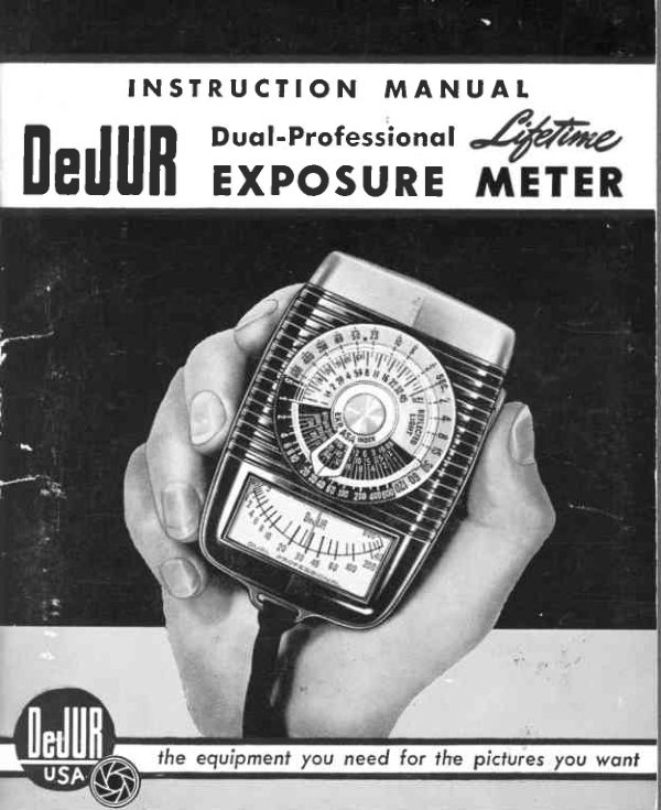 DeJur Dual Professional Exposure Meter manual cover