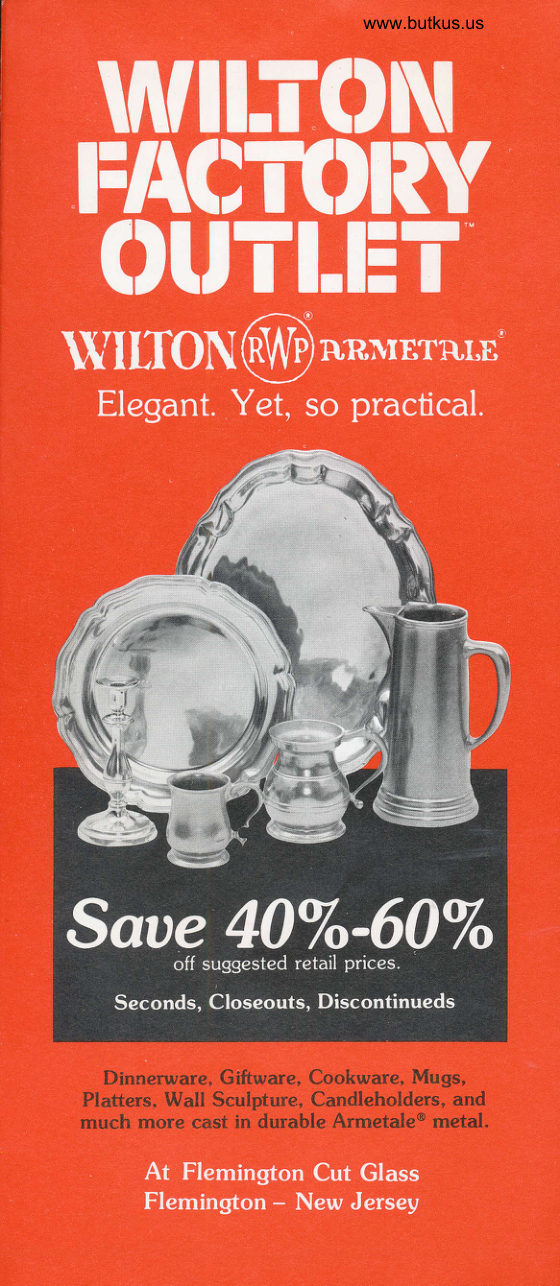 WILTON FACTORY OUTLET Main St. Flemington, NJ - 1983 manual cover
