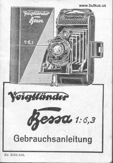 Voigtlander Bessa f/6.3 Gebrauchsanleitung manual cover