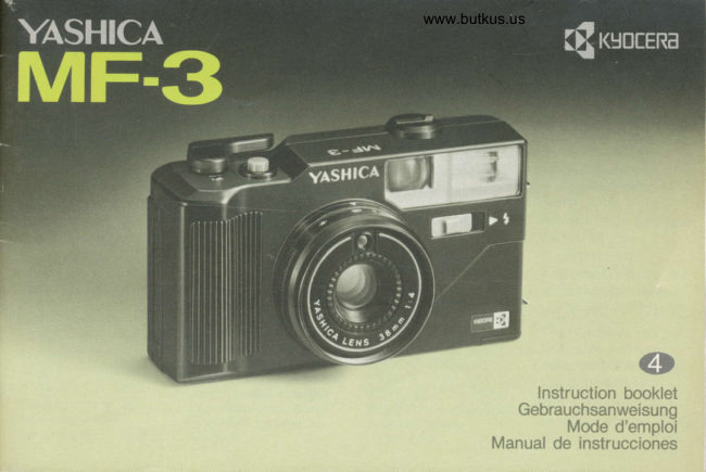 Yashica MF-3 manual cover